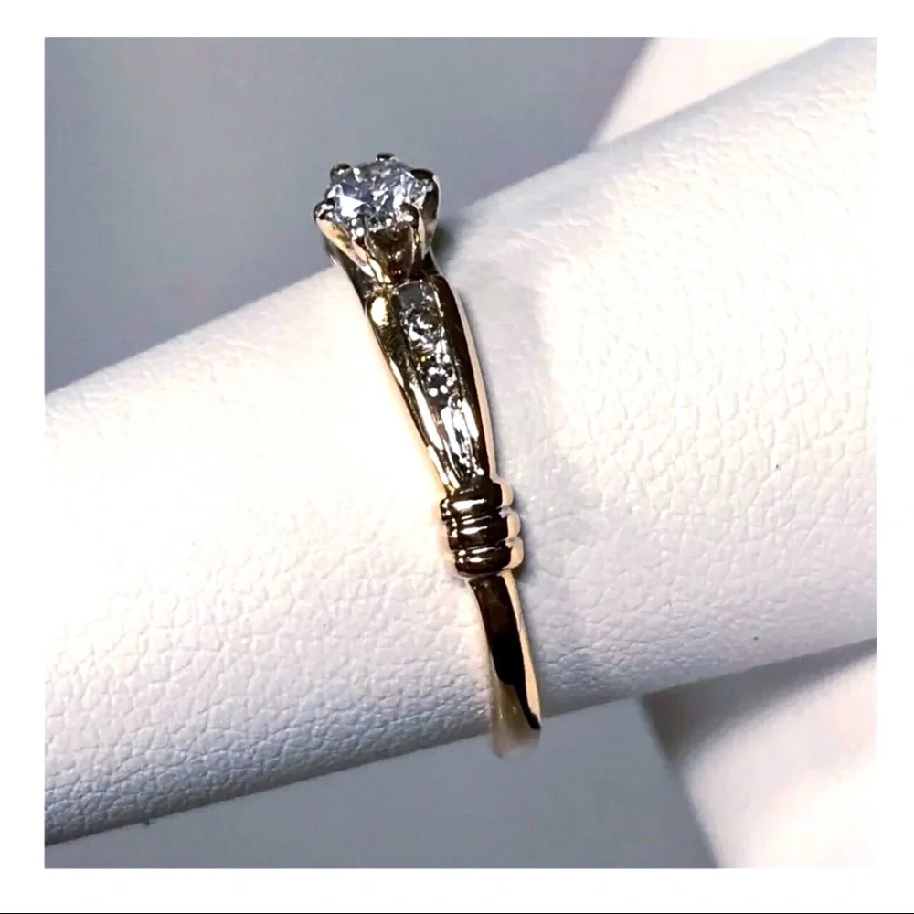 14KT SOLID YELLOW GOLD .25 CARAT TOTAL WEIGHT 6 PRONG SET DIAMOND ACCENT BEAUTY - Picture 9 of 12